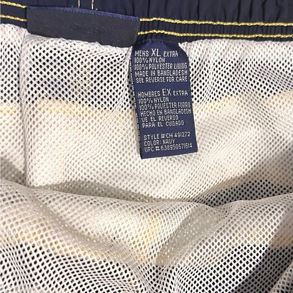 CATALINA ~ Navy Swim Shorts w/Yellow and White trim inner mesh pockets XL - Picture 3 of 6